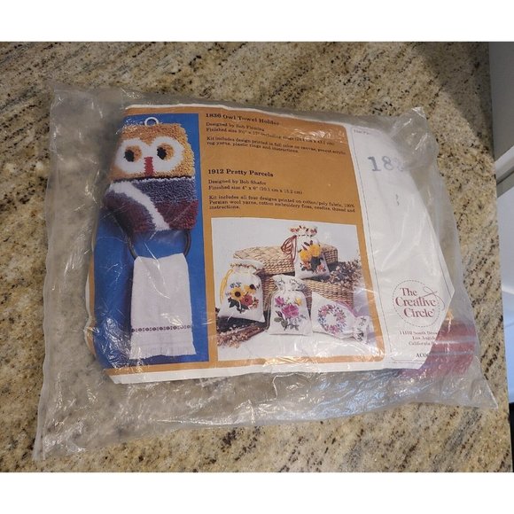 Vintage MCM The Creative Circle Kit #1836 Owl Towel Holder Tan  Retro Gray NEW - Picture 1 of 7